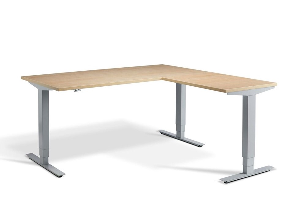 Advantage Corner Desk, Silver Frame with Maple top Advantage Corner Desk, Silver Frame with Maple top